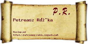 Petreasz Réka névjegykártya